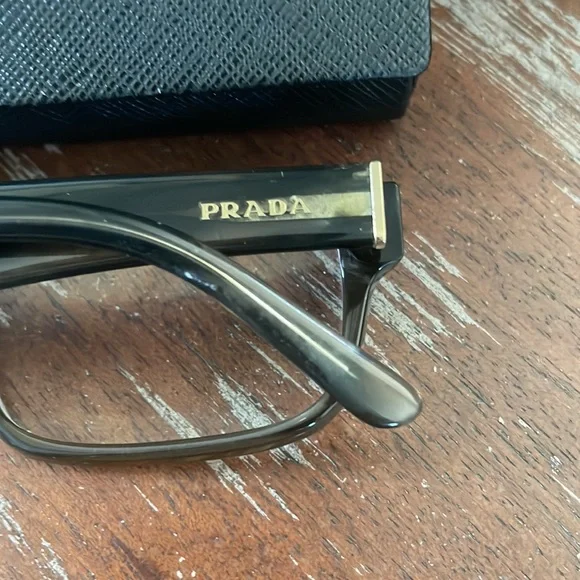 Prada VPR 16M OAQ-101 Wood eyeglasses with black logo case. - Picture 4 of 16